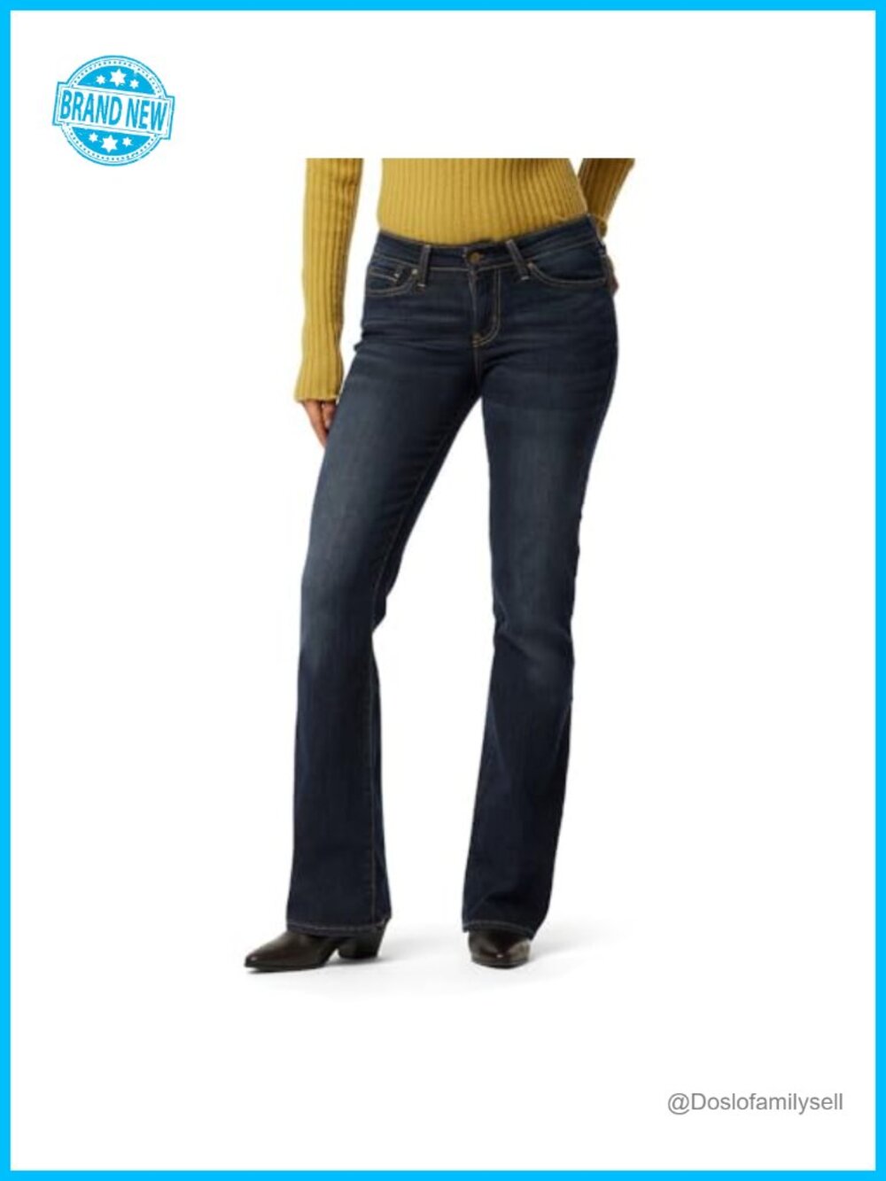 Mid Rise Bootcut Stretch Denim Jeans Slim Fit Curvy Comfort